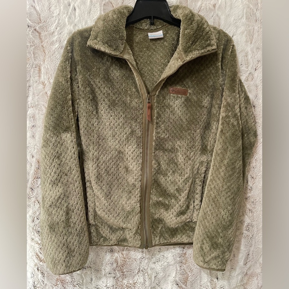 Women’s Olive Green Plush Full-Zip Jacket
